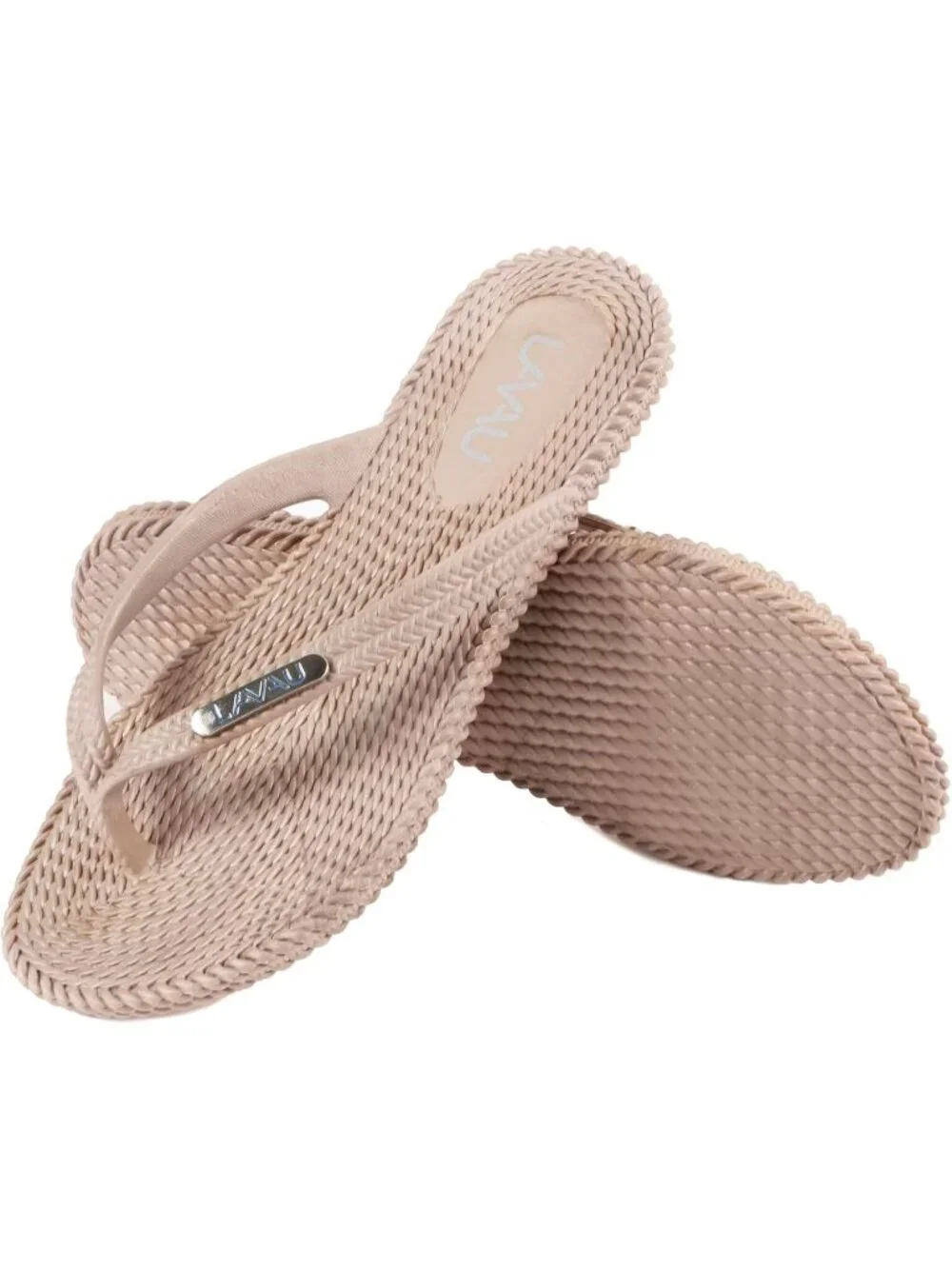 Women's Tan Waterproof Non Slip Flat Thong Sandals For Shower Beach and Pool
